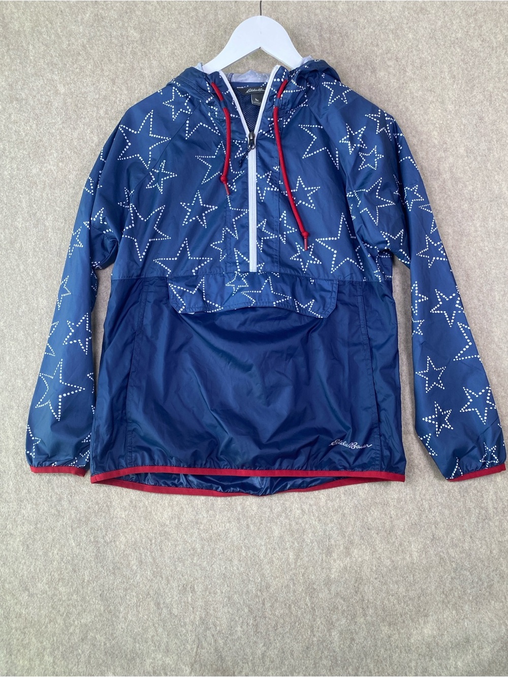 NWOT Eddie Bauer Navy Blue Star Print Windbreaker Size Small